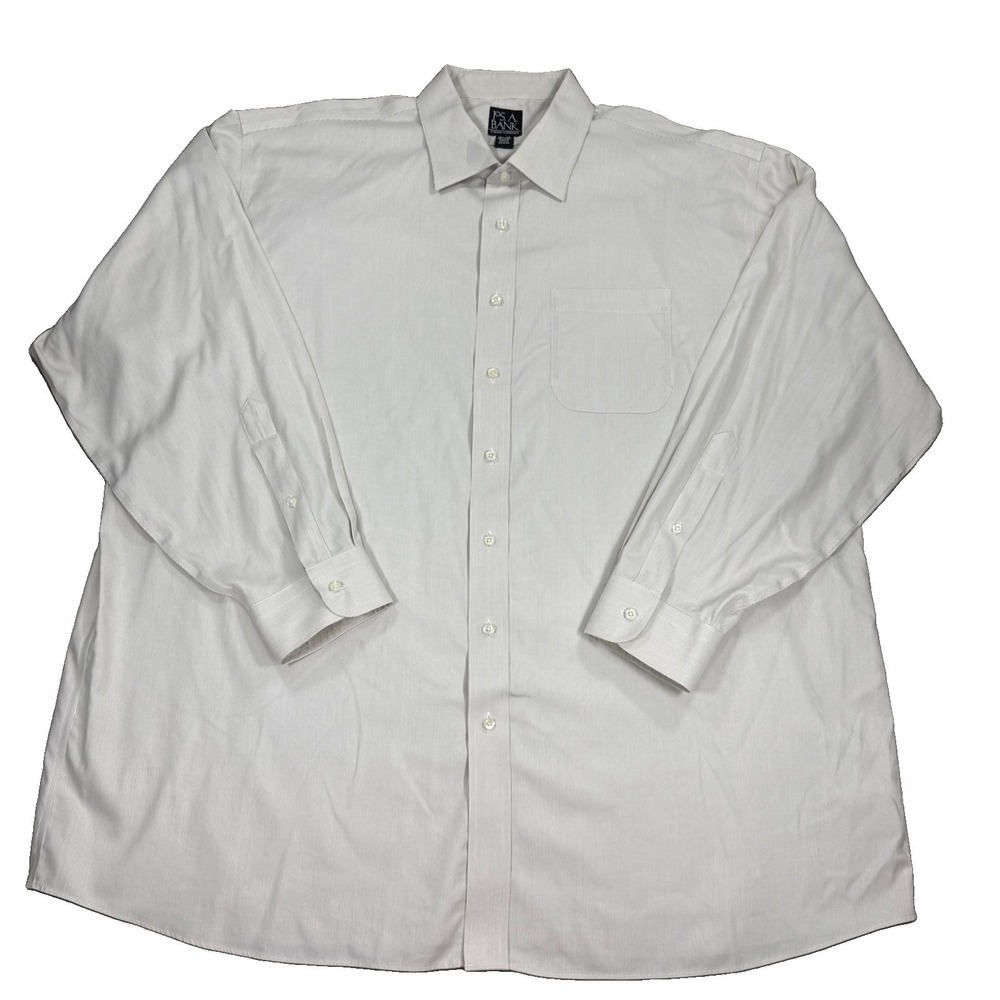 Jos. A. Bank Shirt Men's 18.5 35 Tan Striped Long sleeve 100% Cotton NWOT